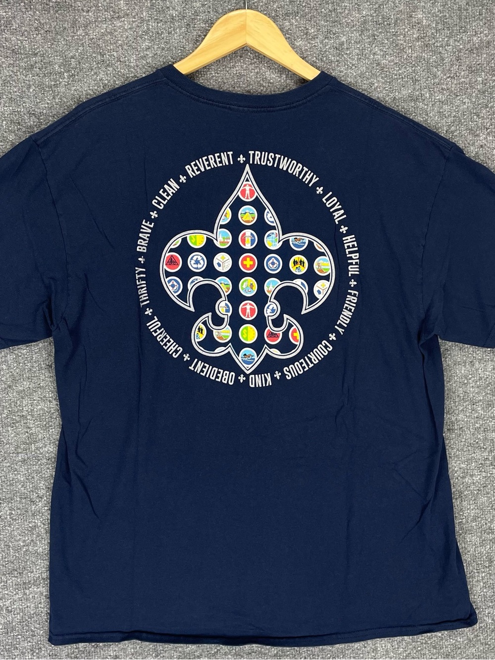 Boy Scouts Of America TShirt XL Blue Graphic Fleur-de-Lis 12 Points Of Scout Law